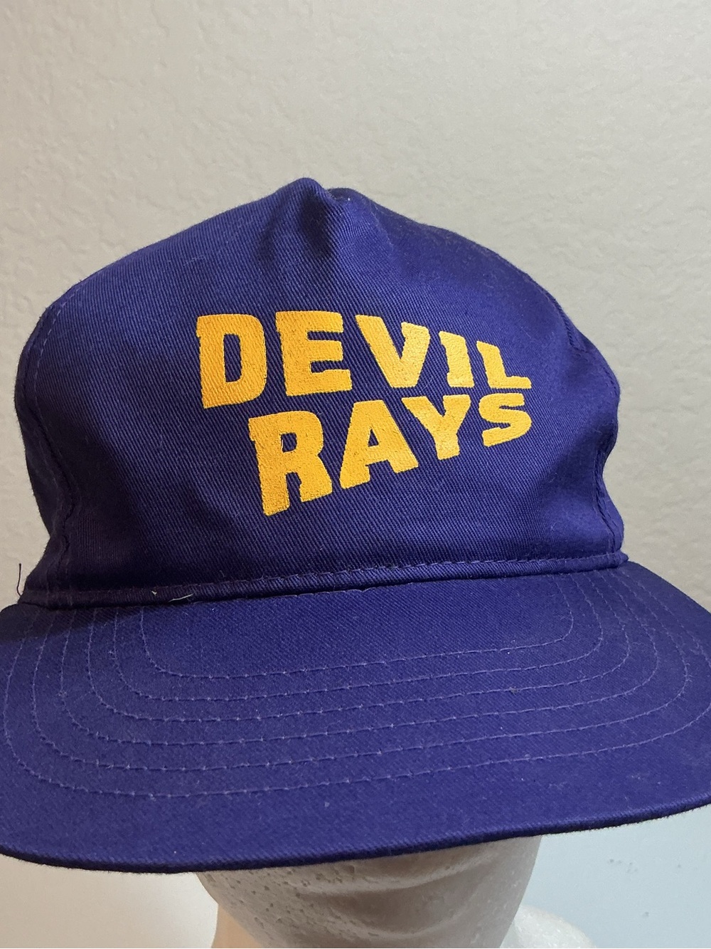 Vintage Tampa Bay Devil Rays Snapback Hat Youth Purple Yellow OC YoungAn Cap